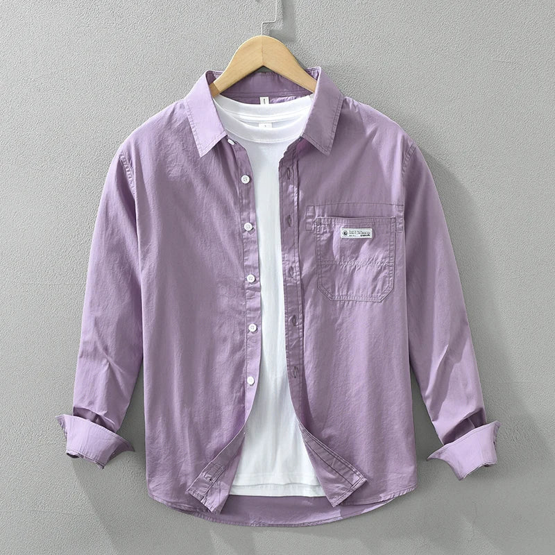 Herrskjorta Tidlös Bomull Skjorta för Avslappnade och Formella Tillfällen 1