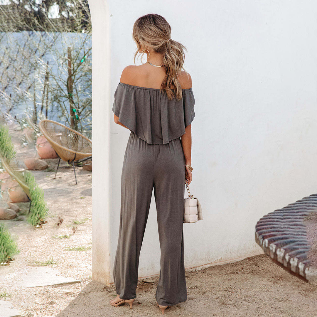 Dam Jumpsuit Off-Shoulder Lätt Polyester Elegant Stil-2