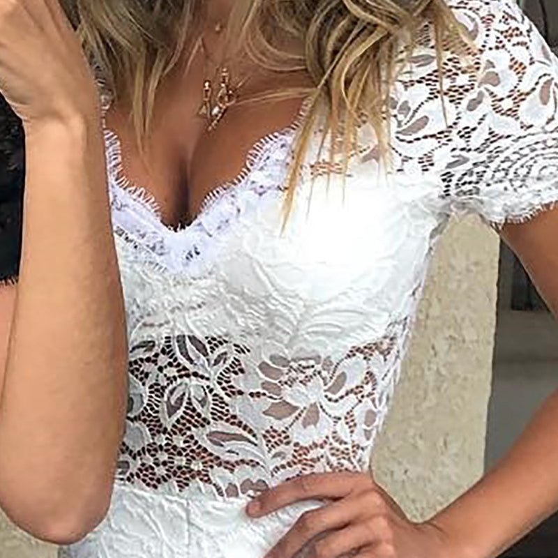 Dam Jumpsuit Spets Romantisk Stil Spandex 6