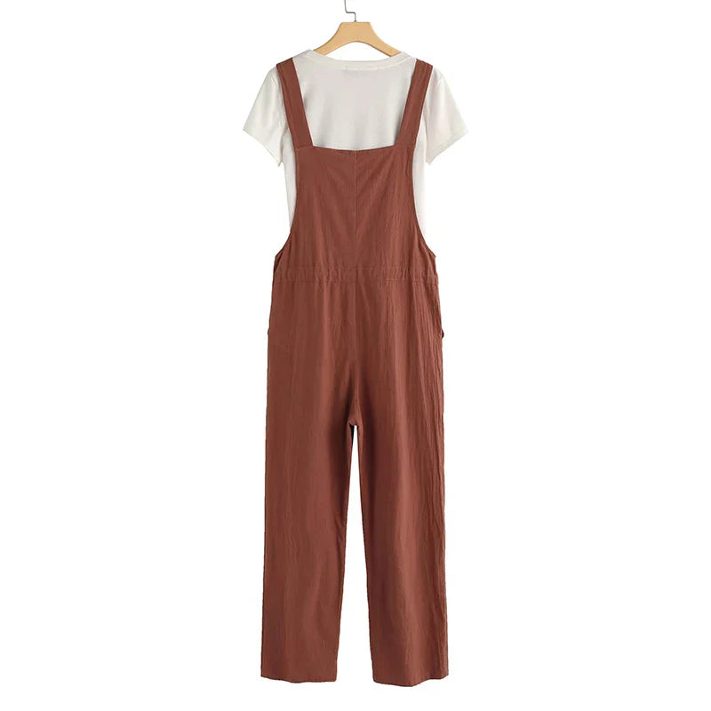 Dam Jumpsuit Ärmlös Dungaree Lätt Bomull 5