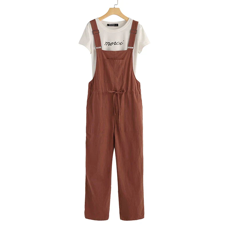 Dam Jumpsuit Ärmlös Dungaree Lätt Bomull 4