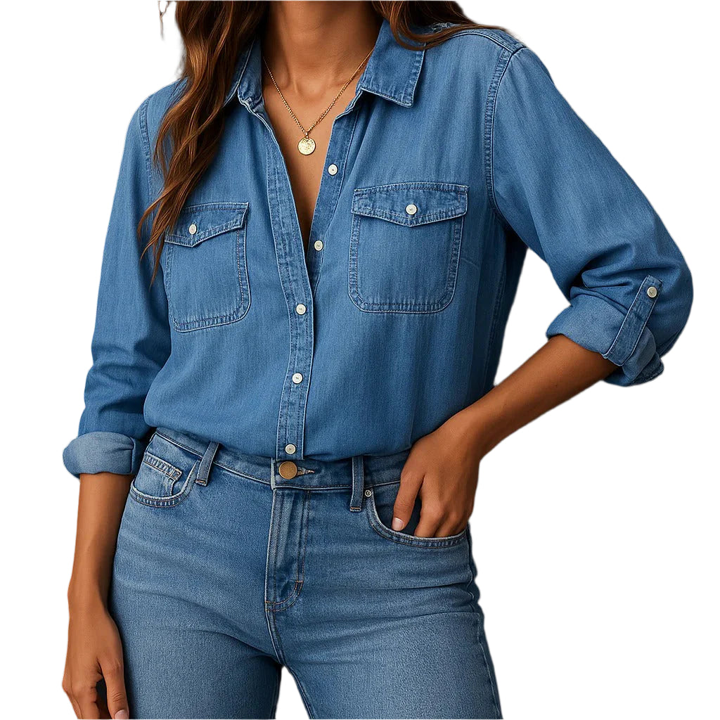 Herr Denim Skjorta Med Knappstängning 0