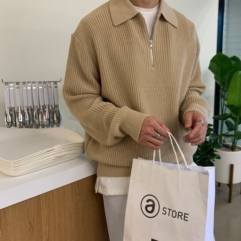 Herr Halv Zip Tröja i Modern Stil 2