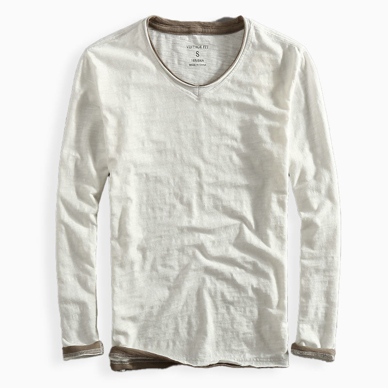 Herr Långärmad T-shirt V-ringad 3