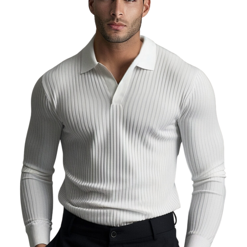 Herr Långärmad Tröja med Öppen Krage 0