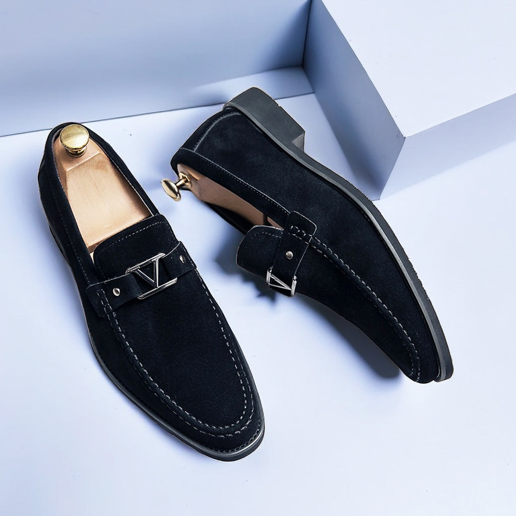 Herr Loafers Suede med Dekorativ Spänne 1