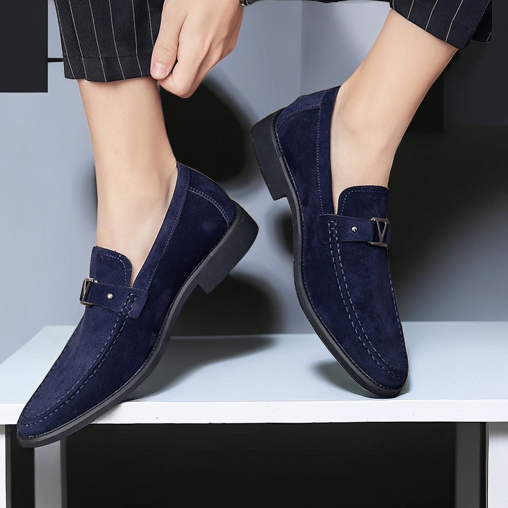 Herr Loafers Suede med Dekorativ Spänne 4