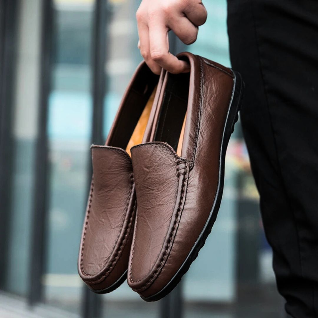 Herr Loafers i Läder Elegant Stil 2