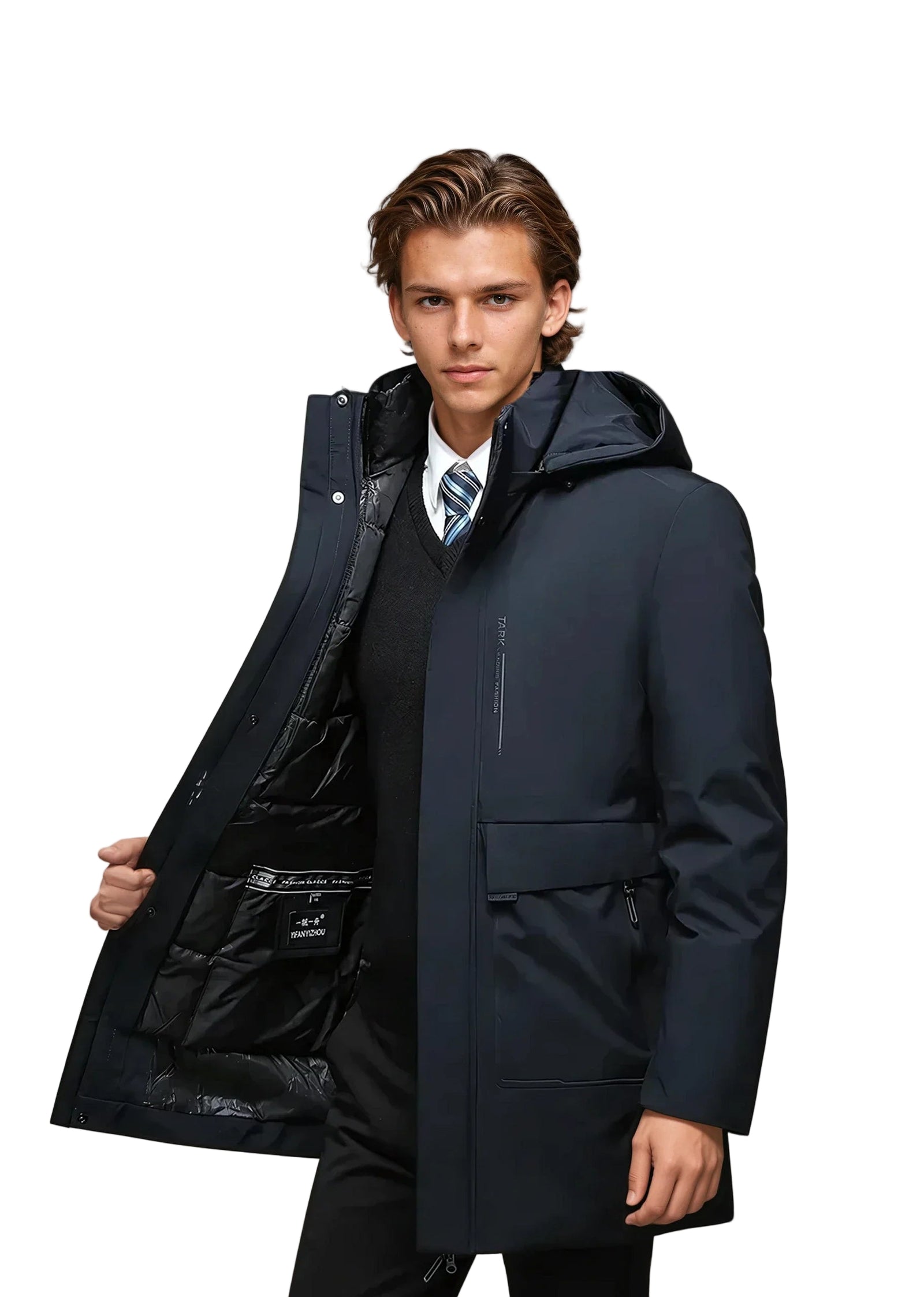 Herr Parka Jacka Vinterdesign med Huva 0