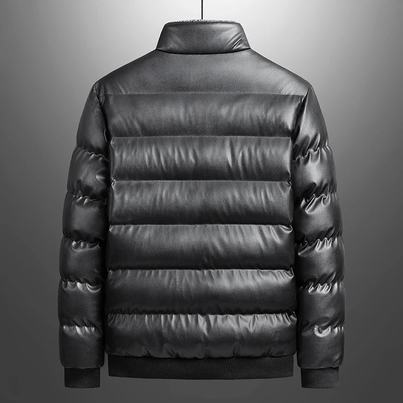 Herr Pufferjacka med Denim Detaljer Modern Design 2