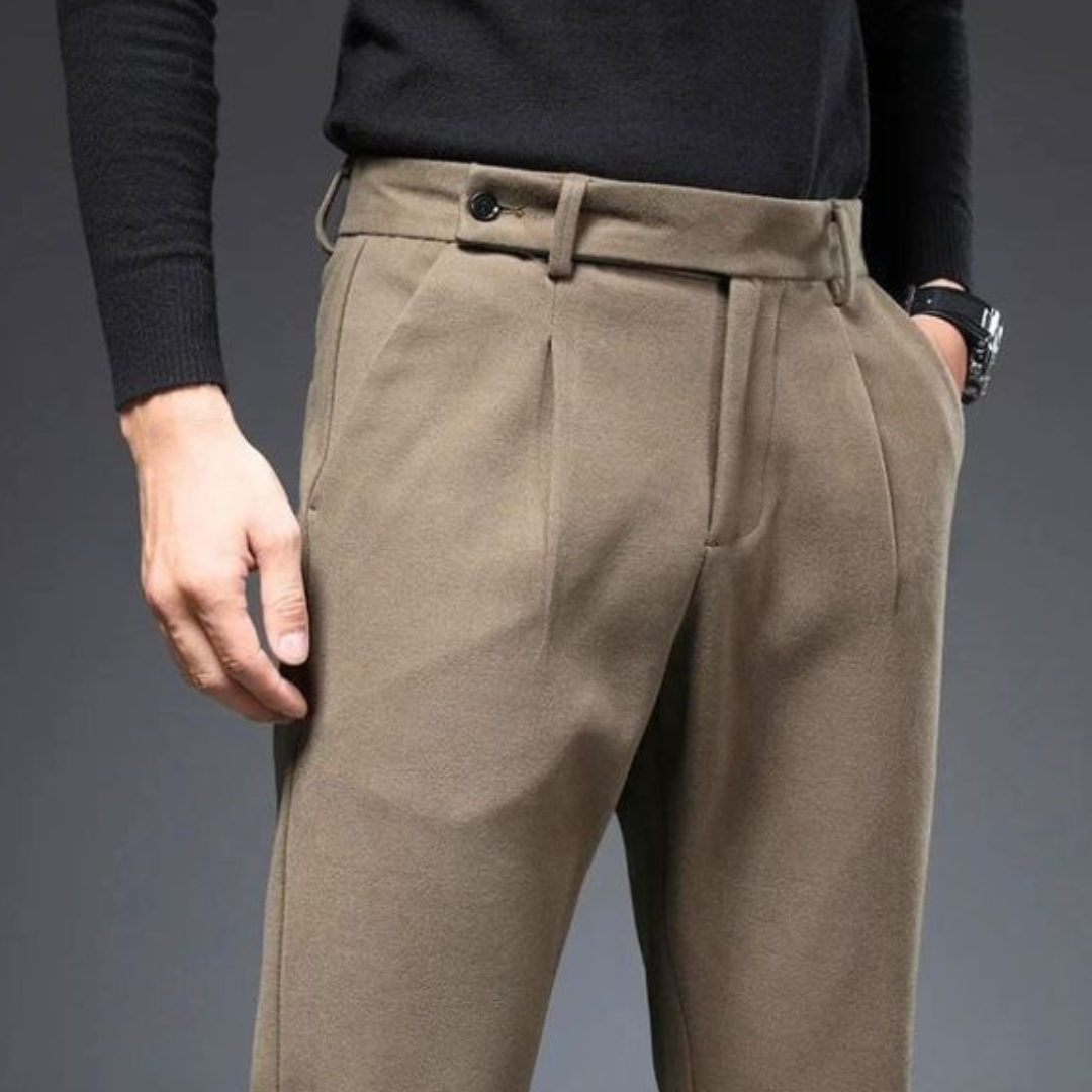 Herr Tapered Fit Byxor med Veck Trendig Stil 2