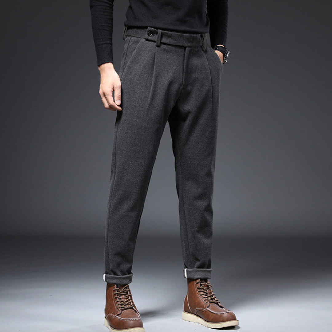 Herr Tapered Fit Byxor med Veck Trendig Stil 3