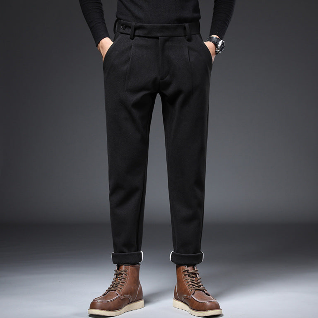 Herr Tapered Fit Byxor med Veck Trendig Stil 5