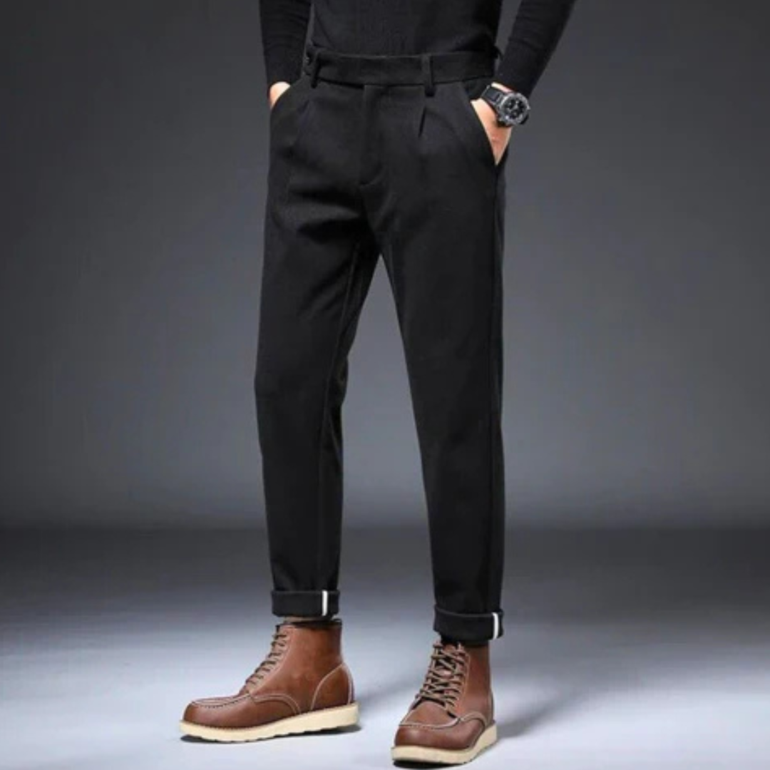 Herr Tapered Fit Byxor med Veck Trendig Stil 6