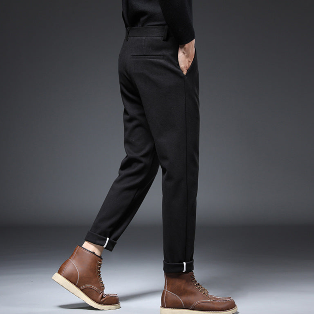 Herr Tapered Fit Byxor med Veck Trendig Stil 7