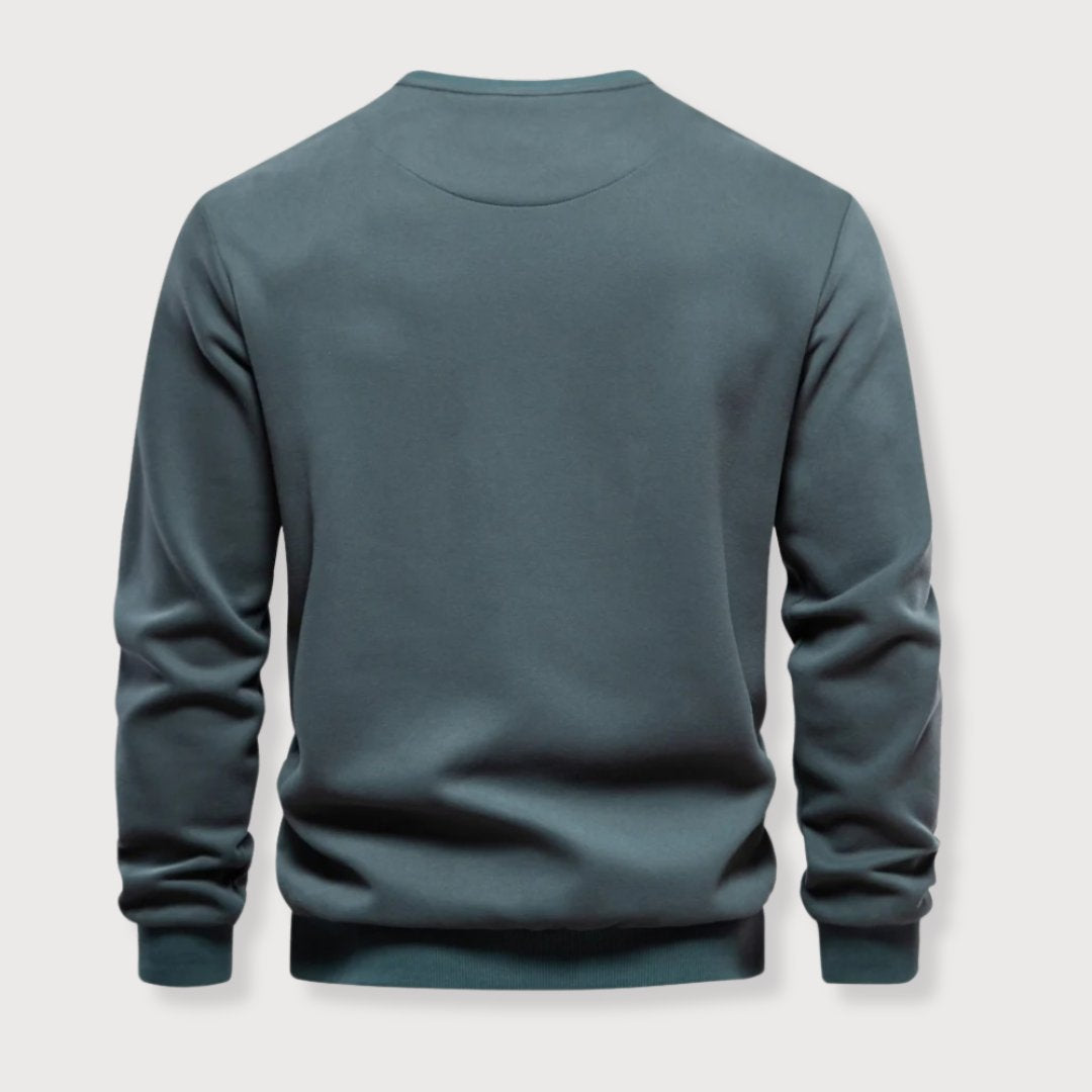 Herr Tröja Crewneck Modern Design med Blixtlåsficka 3
