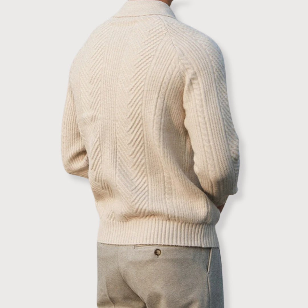 Herr Tröja med Polokrage och Ribbstruktur Klassisk Stil 3