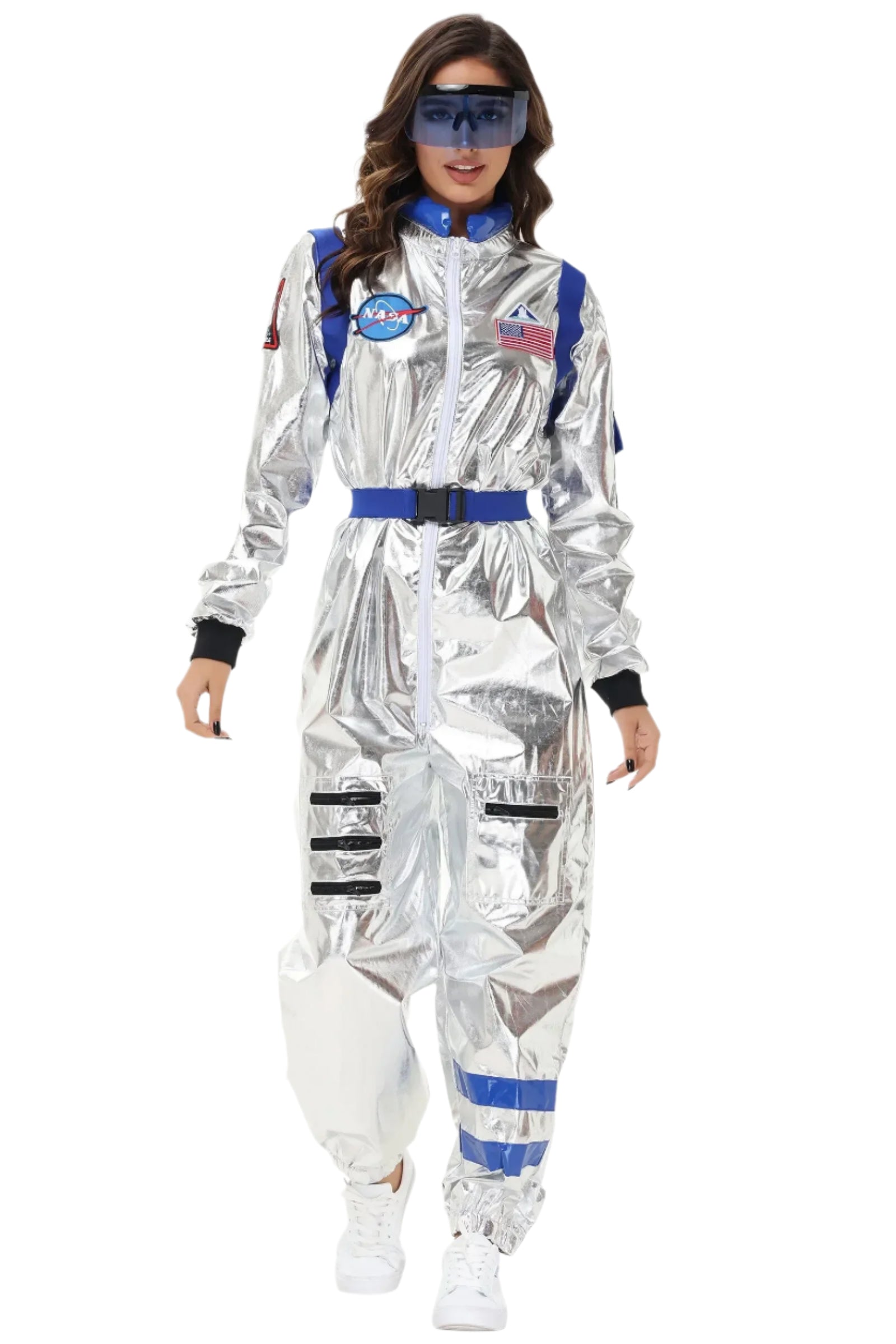 Herrarnas Astronaut Kostym Rymdtema Polyester Silver 0