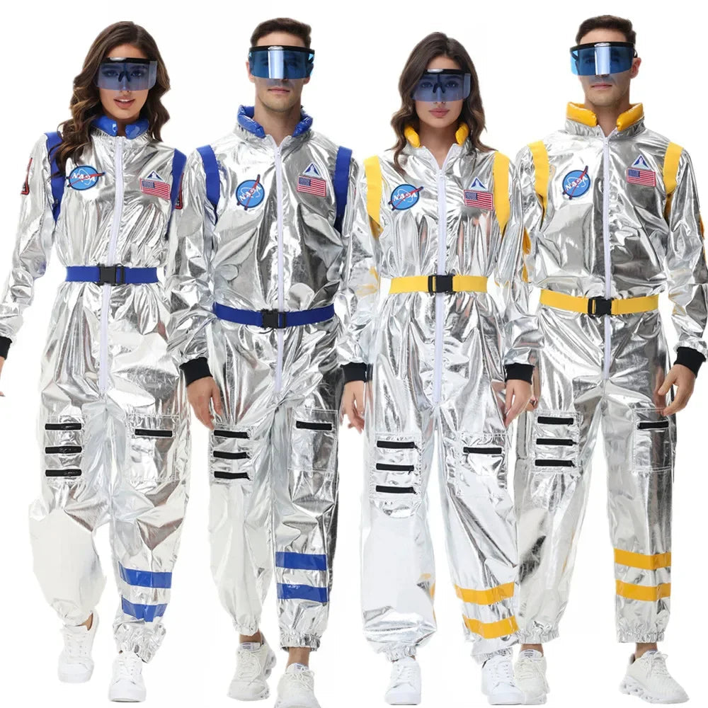 Herrarnas Astronaut Kostym Rymdtema Polyester Silver 1