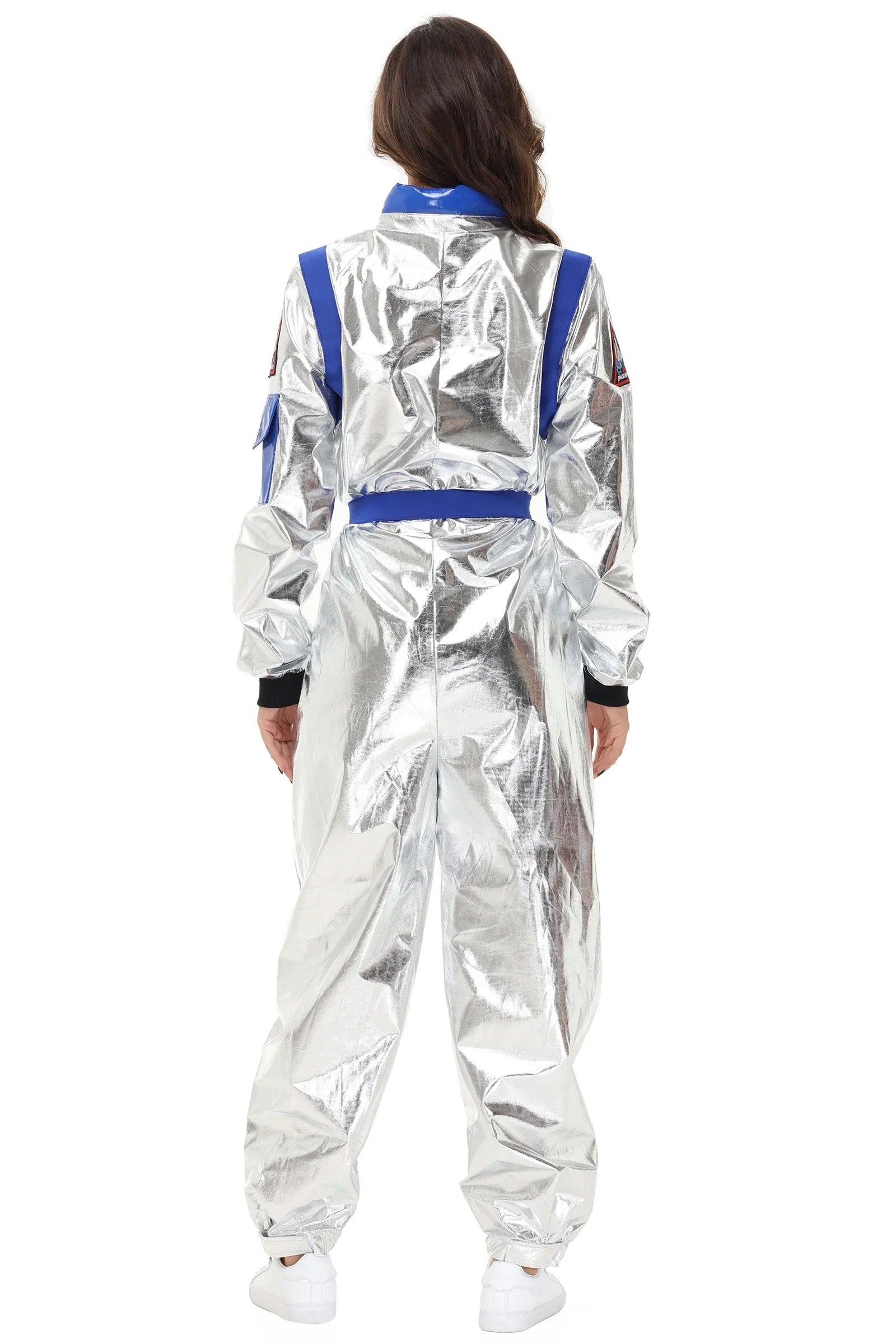 Herrarnas Astronaut Kostym Rymdtema Polyester Silver 4