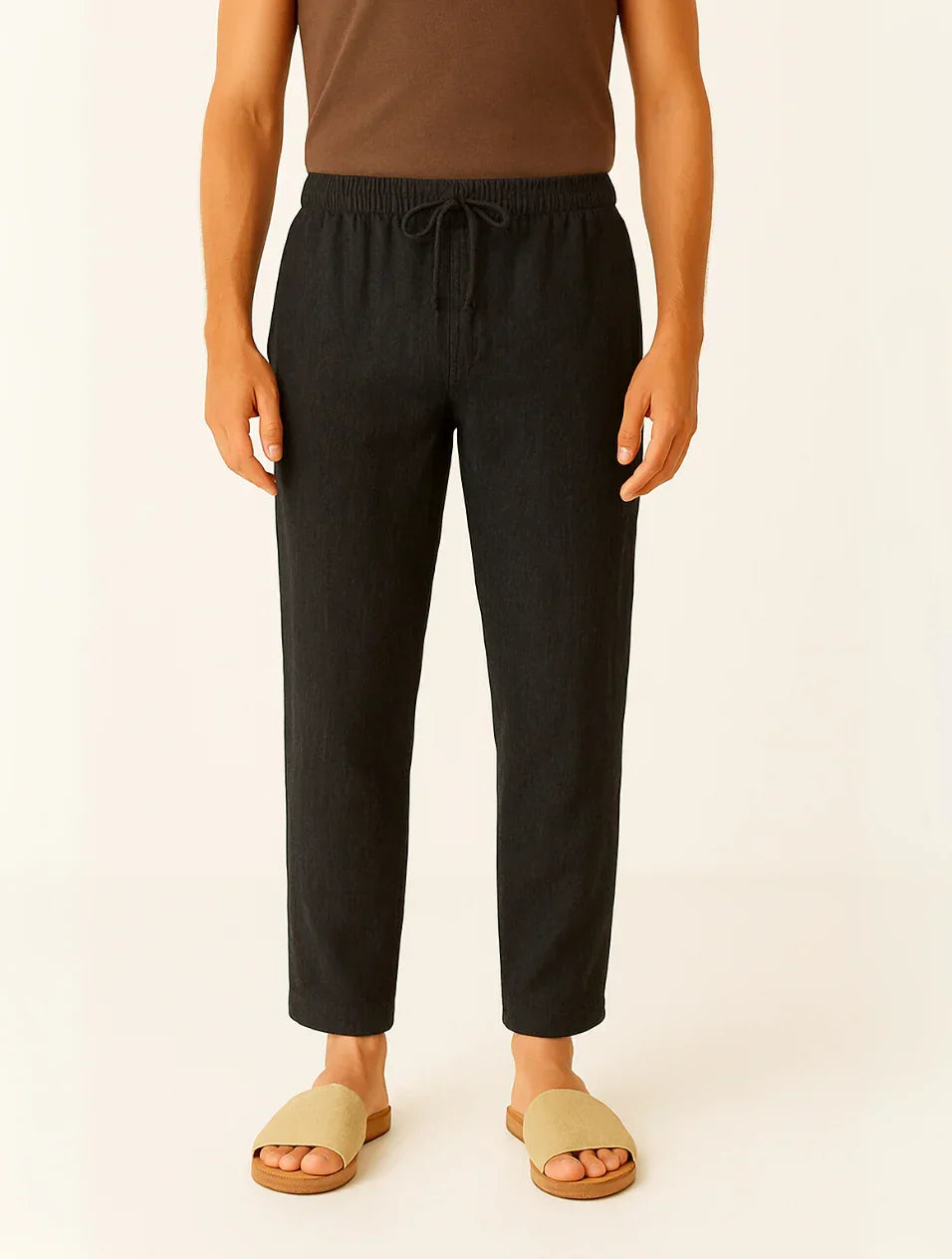 Herrbyxor Avslappnad Avsmalnande Siluett Med Justerbar Midja 4