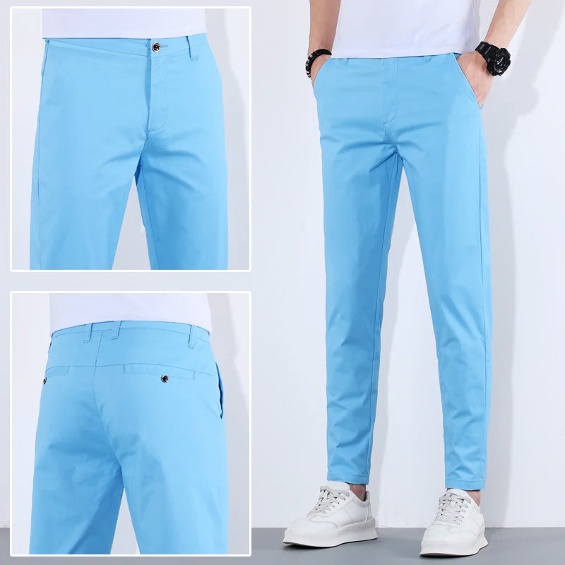 Herrbyxor Slim Fit Modern Passform med Avsmalnande Ben 6