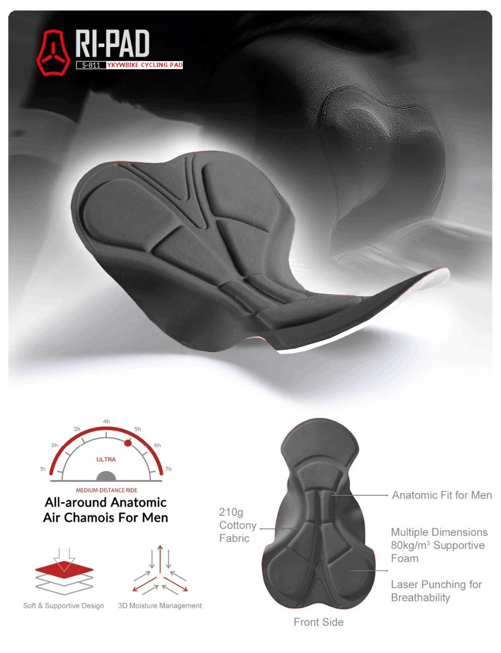 Herrcykelbyxor Vadderade Lycra Med Hängslen För Långdistanscykling 4