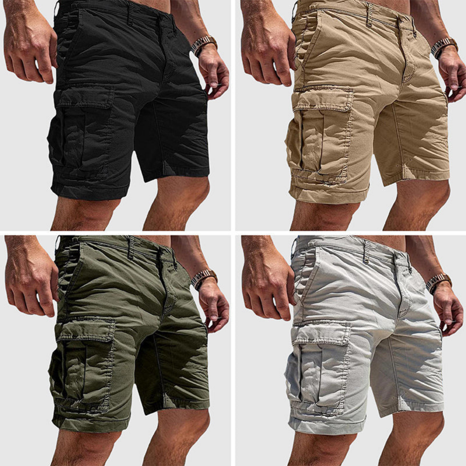 Herren Cargoshorts Avslappnad Stil med Flera Fickor 3