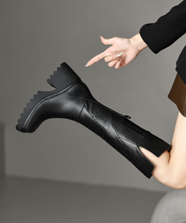 Herrens Chunky Boots i Läder med Dragkedja 1