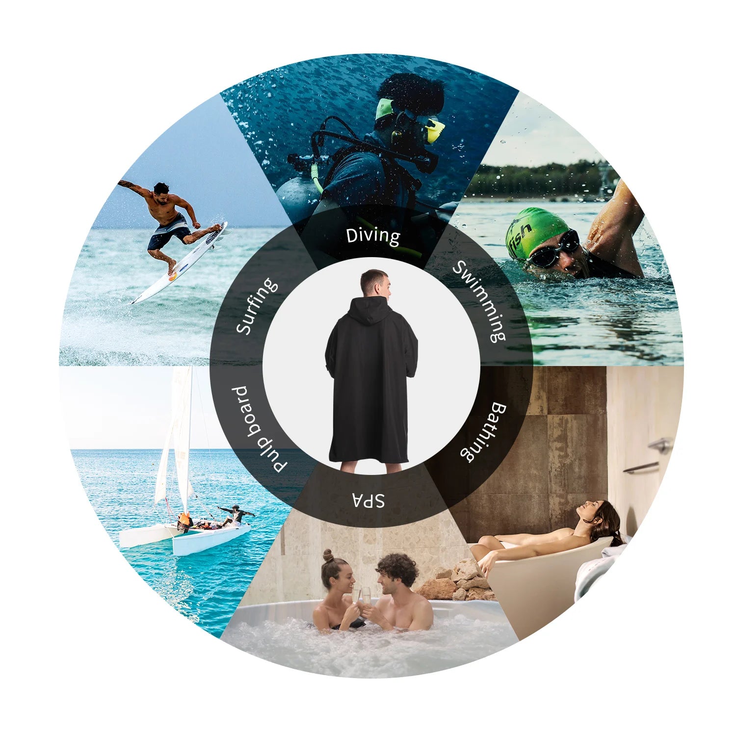 Herrens Kortärmad Kappa Vattentålig Snabbtorkande Med Kapuschong 5