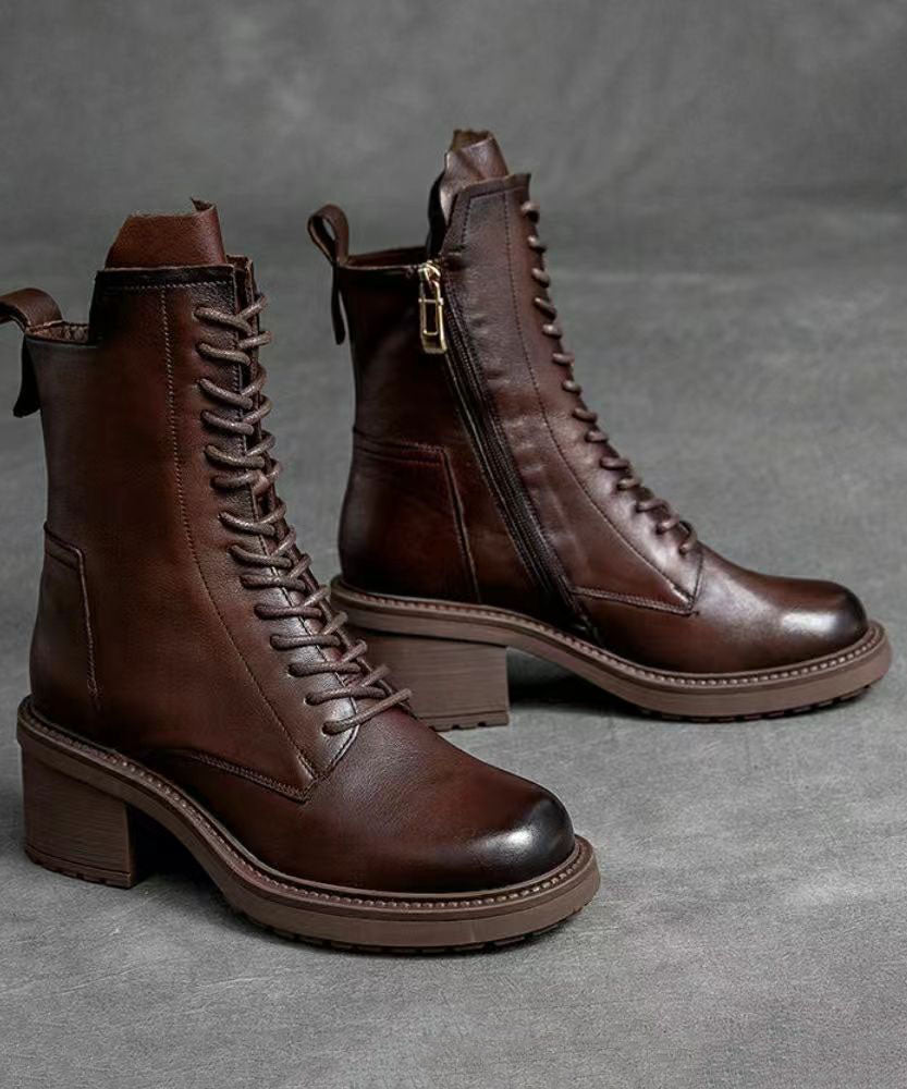 Herrens Motorcykelstövlar Snörning Chunky Heel 3