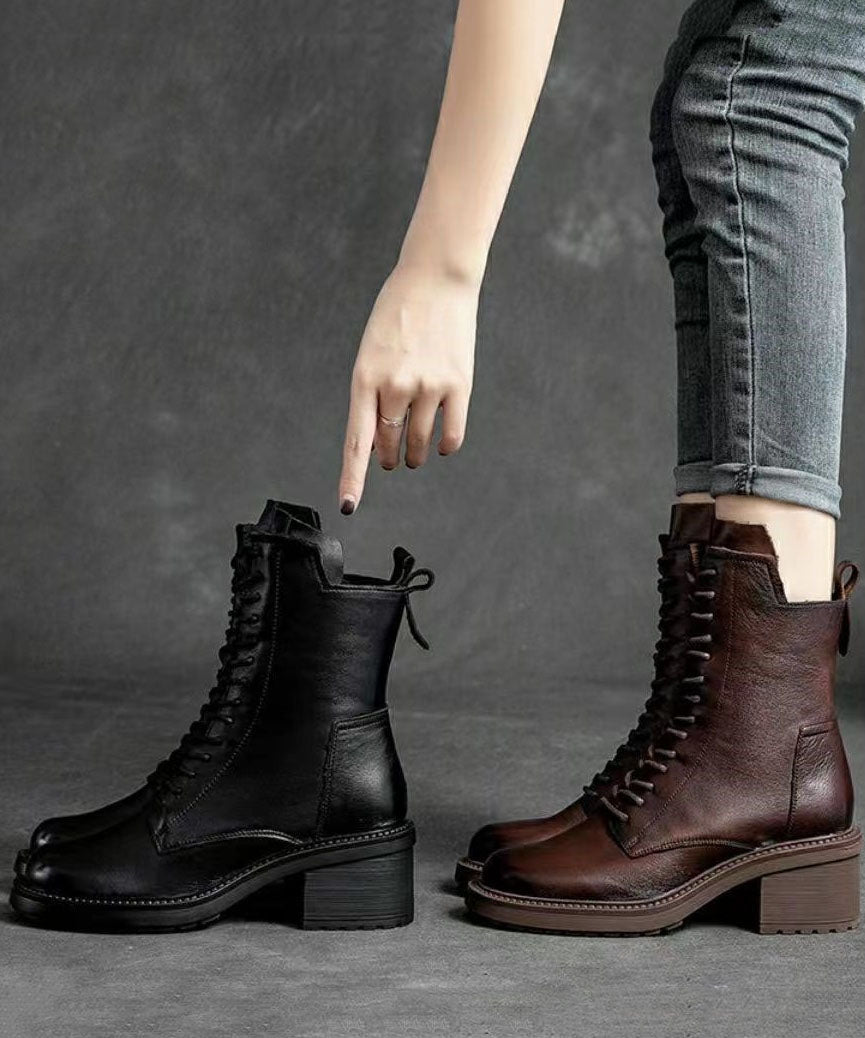 Herrens Motorcykelstövlar Snörning Chunky Heel 4