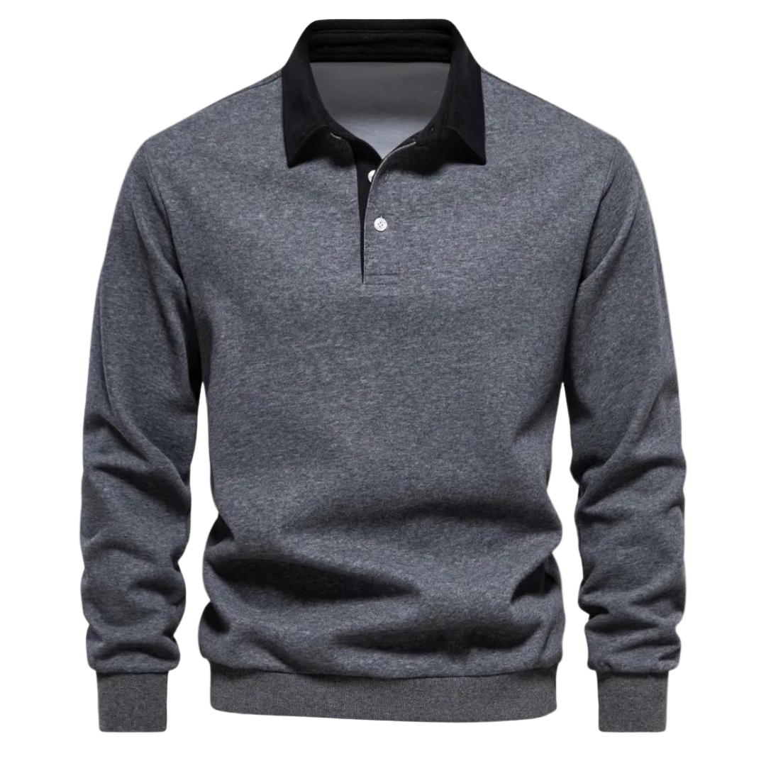 Herrens Polo Sweatshirt med Retro Stil 0