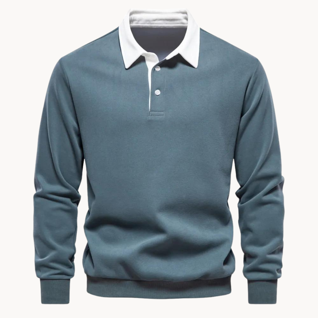 Herrens Polo Sweatshirt med Retro Stil 1