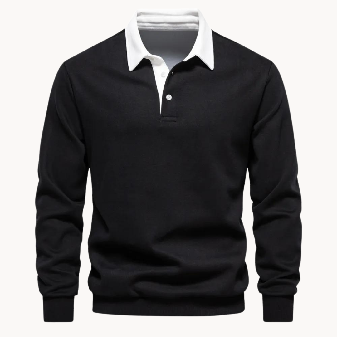 Herrens Polo Sweatshirt med Retro Stil 2