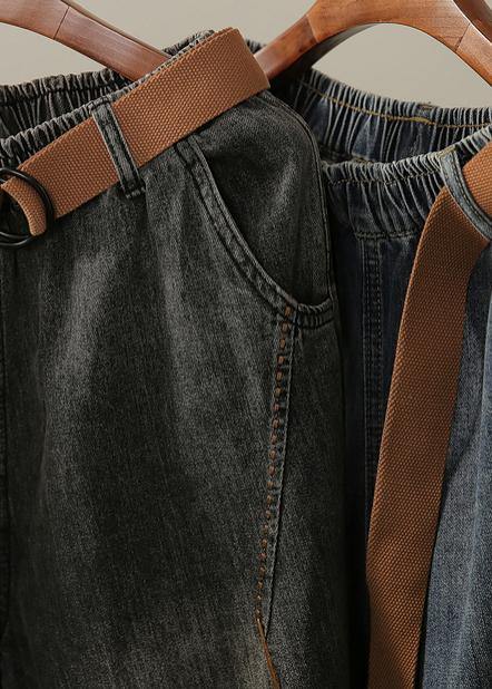 Herrens Retro Tvättade Denimbyxor med Ljus Dekoration 4