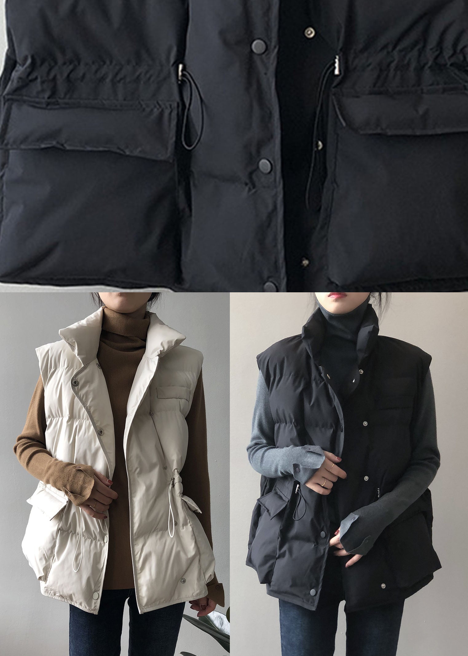 Herrens Vinterväst Med Dragband och Knappar Loose Fit 4