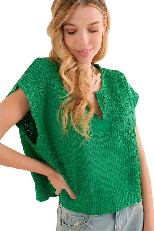 Herrens ärmlösa tröja i patchdesign 0