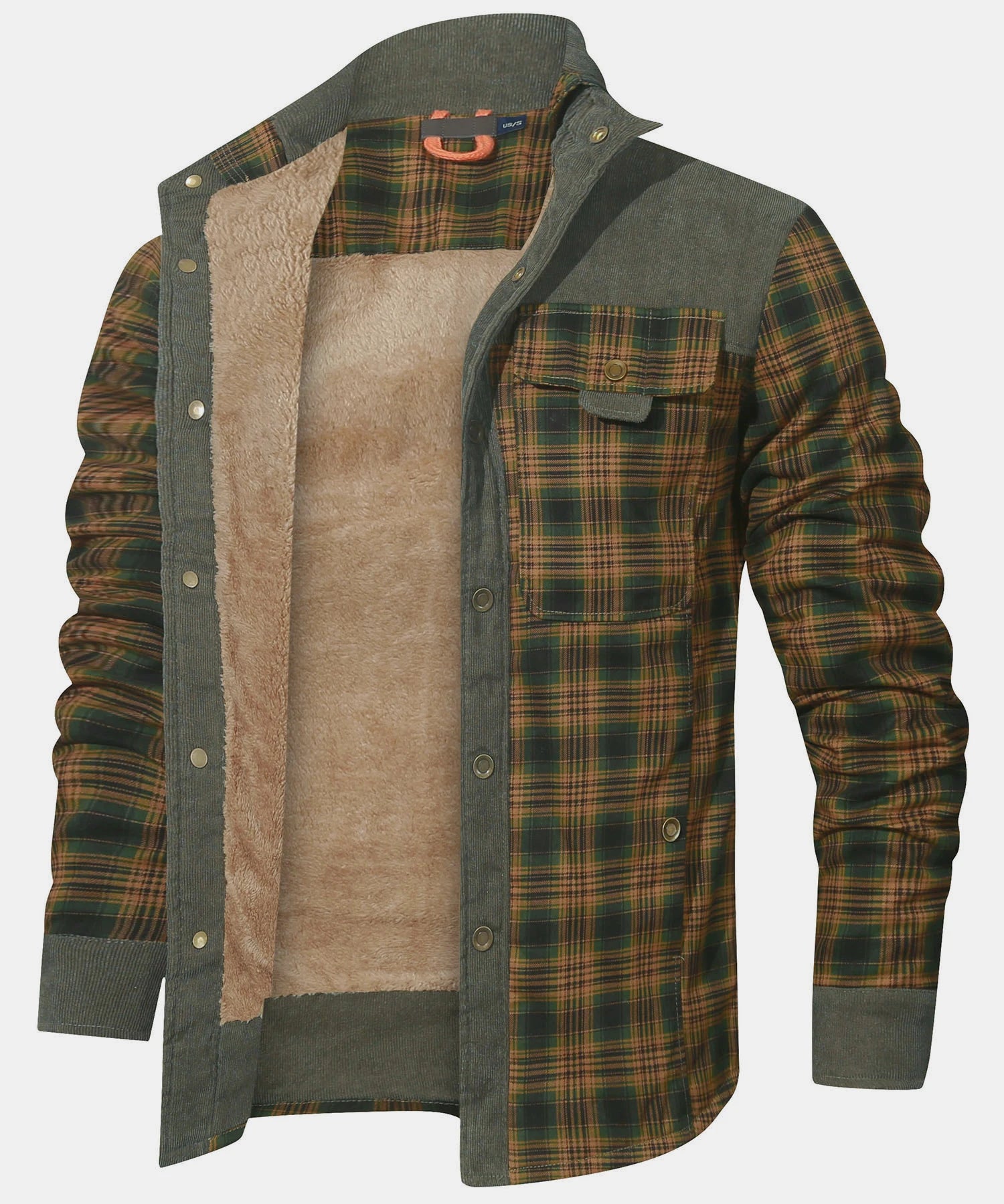 Herrjacka Vinter Rutig Sherpa Fodrad Flanell Casual Bomberjacka 7