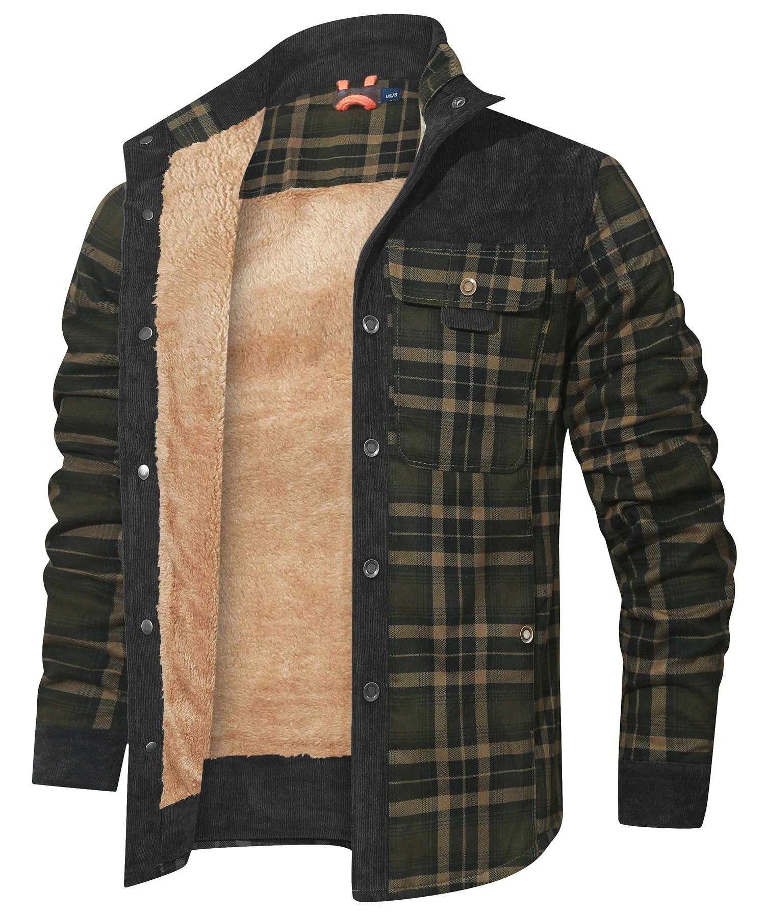Herrjacka Vinter Rutig Sherpa Fodrad Flanell Casual Bomberjacka 9