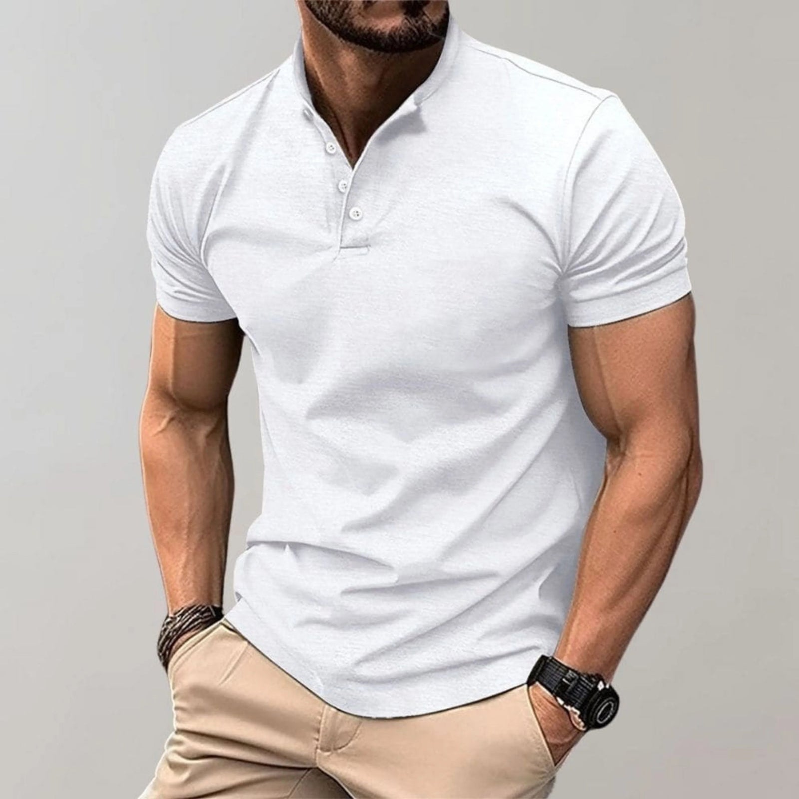 Herrpikétröja Casual Slimmad Stil 4