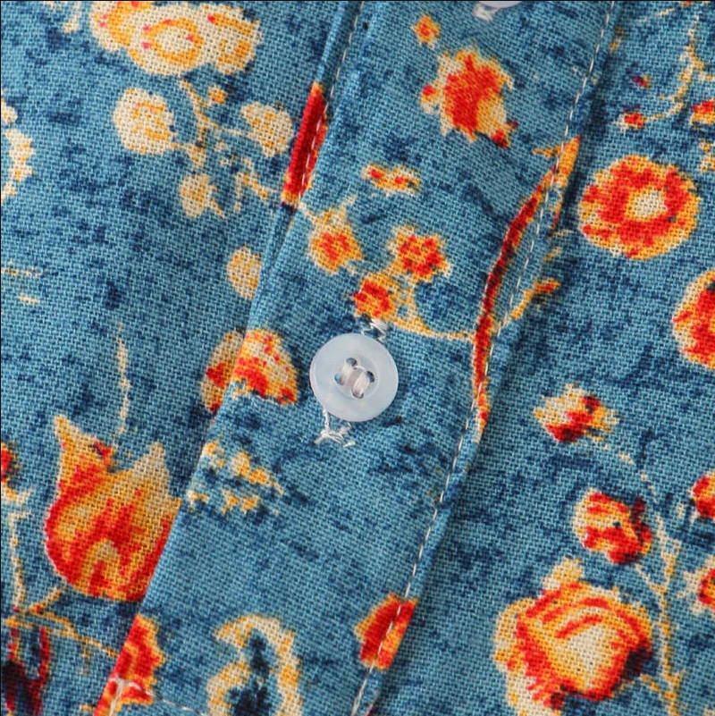 Herrskjorta Blommönster Figursydd Mjukt Material 3