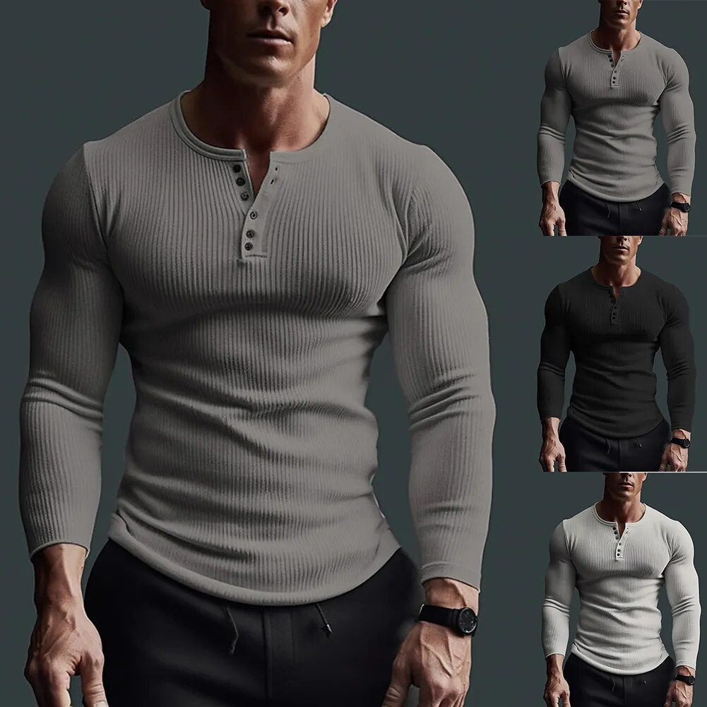 Herrskjorta Henley Slim Fit Modern Design 1