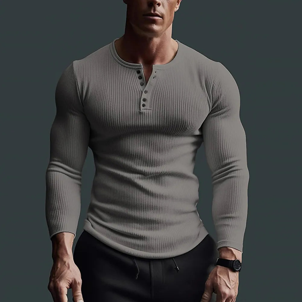 Herrskjorta Henley Slim Fit Modern Design 3