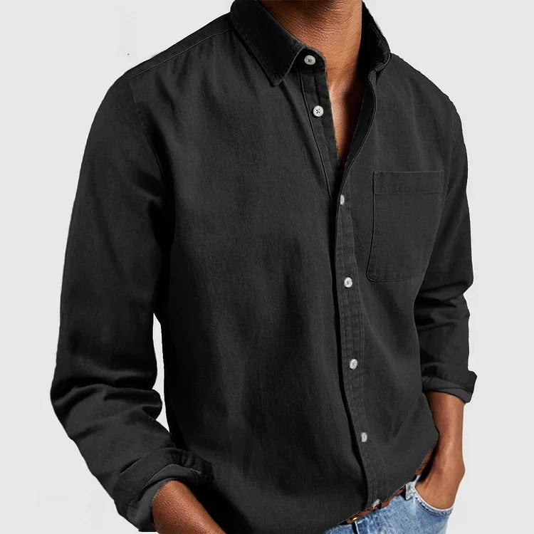 Herrskjorta Långärmad med Lapelkrage Modern Stil 1