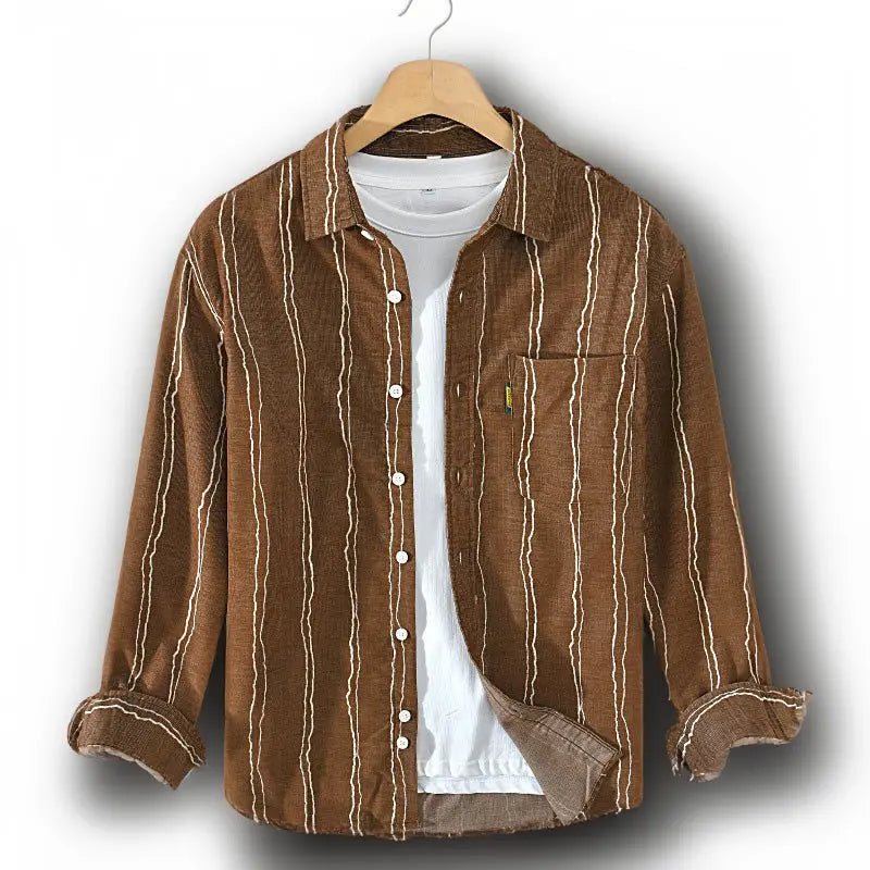 Herrskjorta Randigt Mönster Modern Stil 5