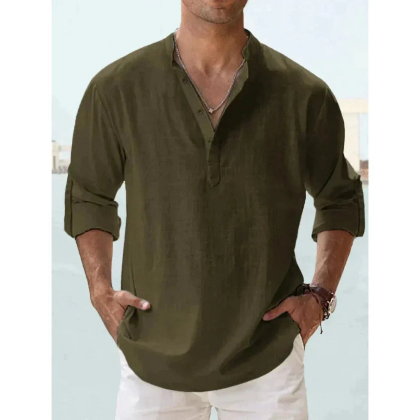 Herrskjorta Slim Fit Klassisk Stil 6