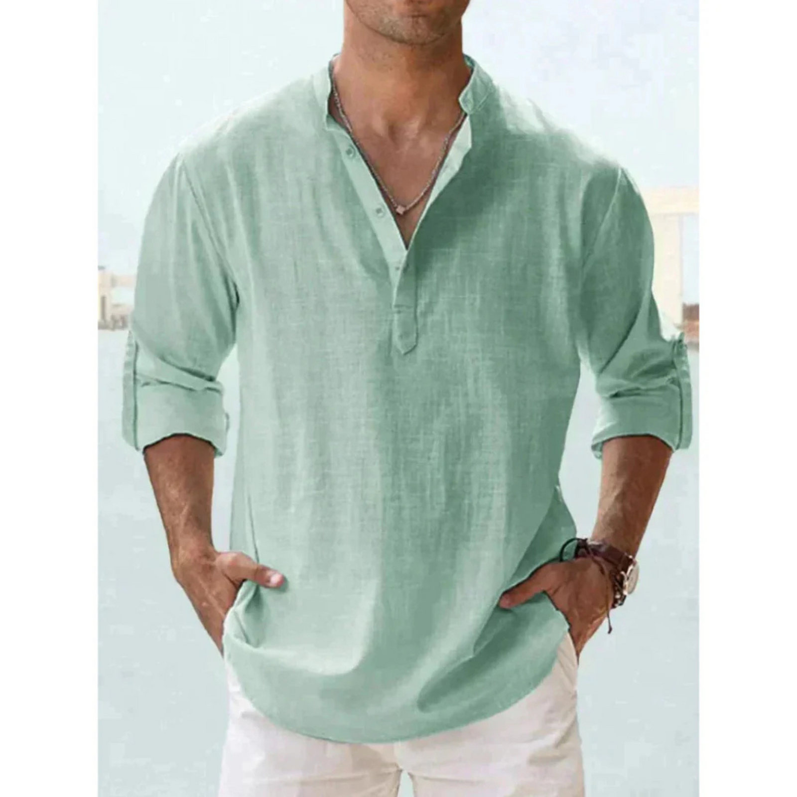 Herrskjorta Slim Fit Klassisk Stil 7