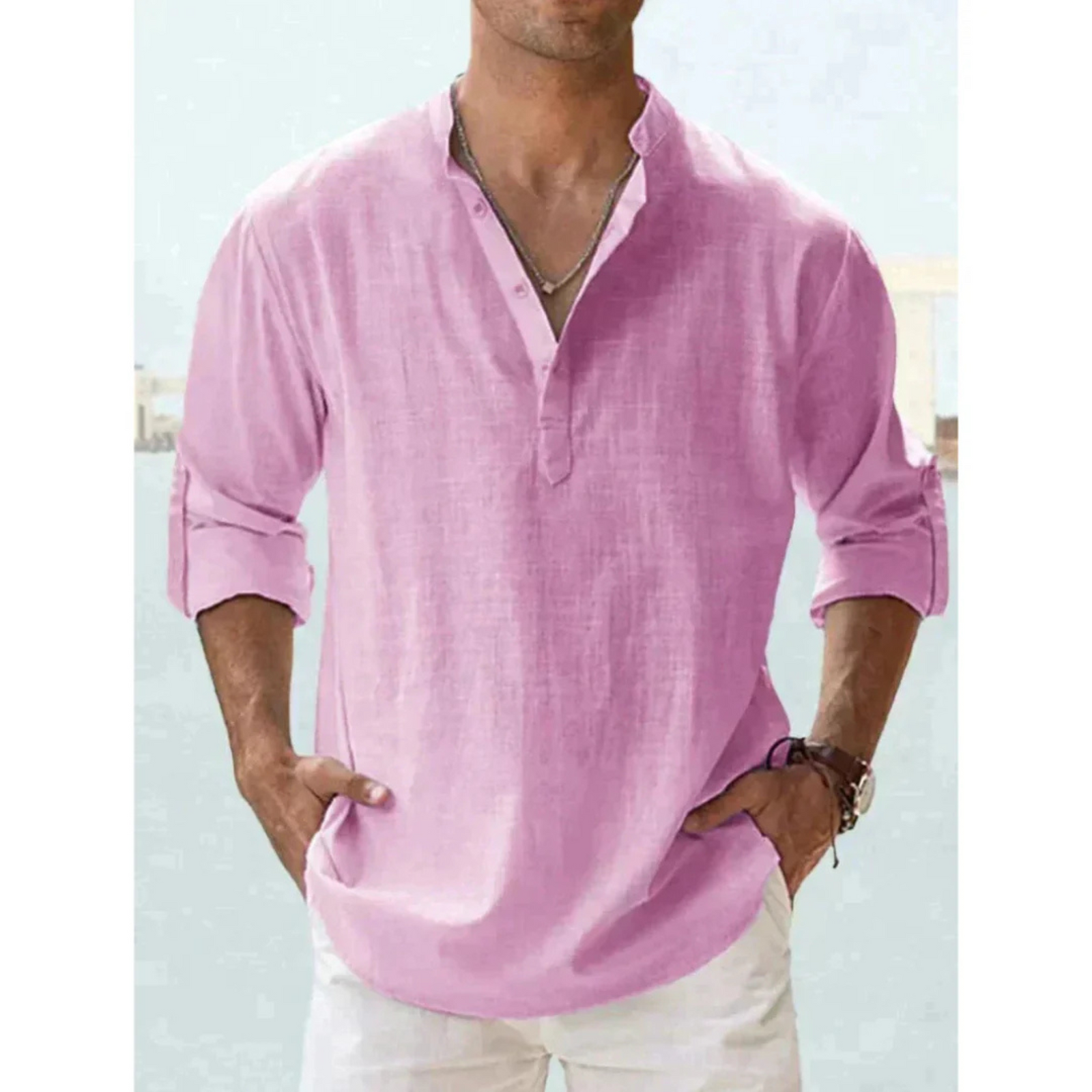 Herrskjorta Slim Fit Klassisk Stil 8
