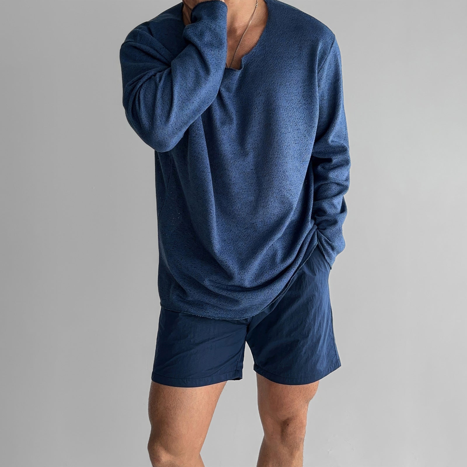 Herrskjorta Stickad Casual Stil 3